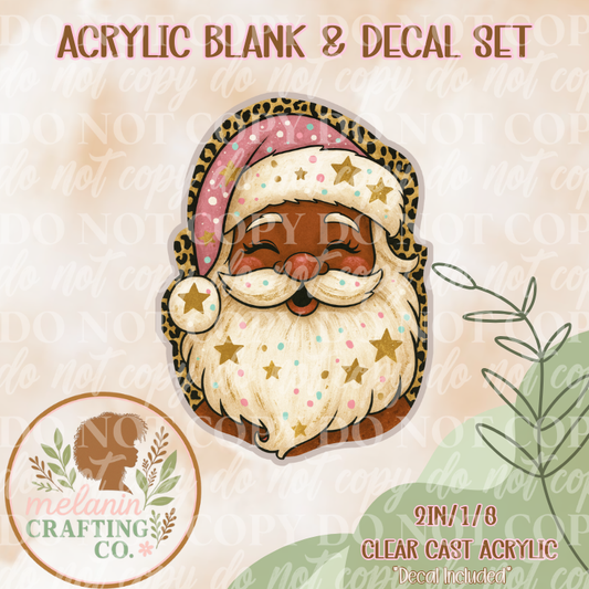Brown Leopard Santa Acrylic Blank & Decal Set