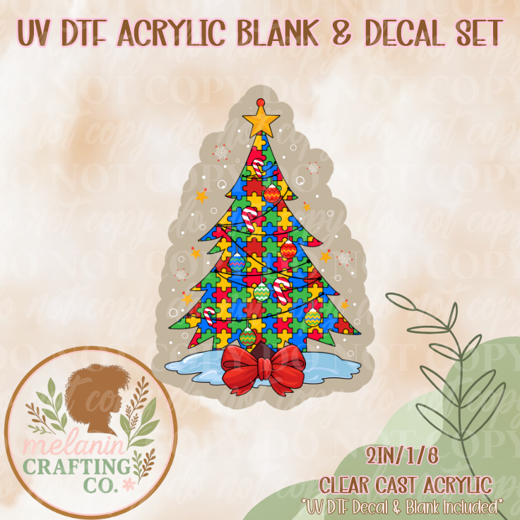 Autism Christmas UV DTF Acrylic Blank & Decal Set