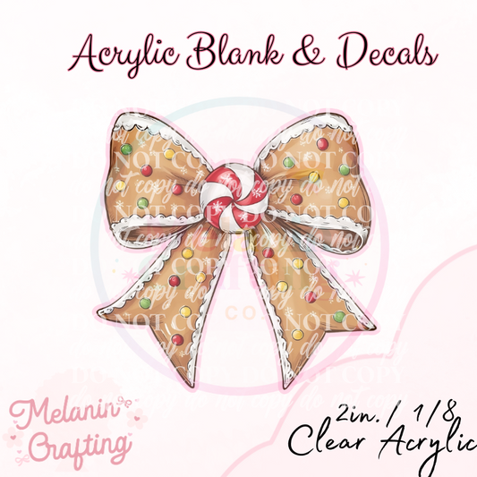 Gingerbread Coquette Bow Acrylic Blank & Decal Set