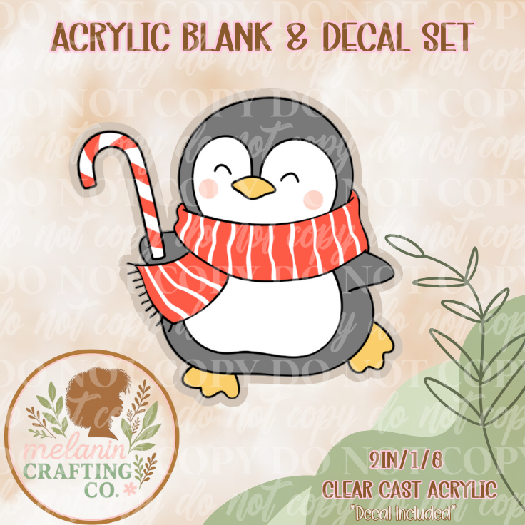 Festive Penguin Acrylic Blank & Decal Set
