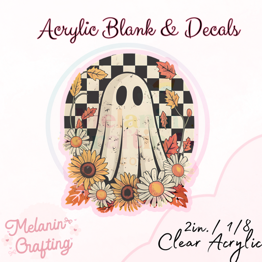 Floral Pumpkin Checkered Acrylic Blank & Decal Set