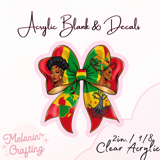 African Flag Women Bow Acrylic Blank & Decal Set