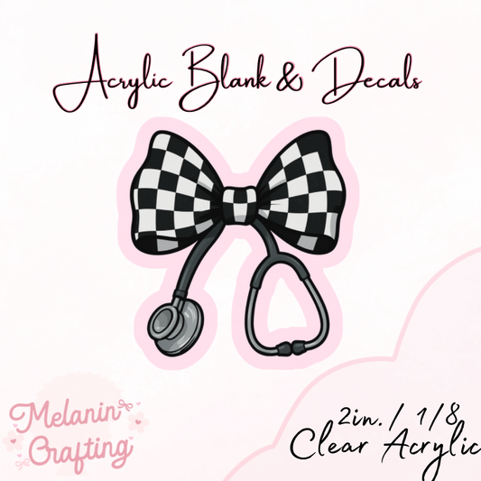 Checkered Stethoscope Acrylic Blank & Decal Set