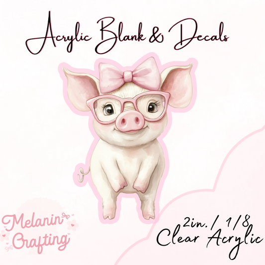 Pink Piggy Acrylic Blank & Decal Set