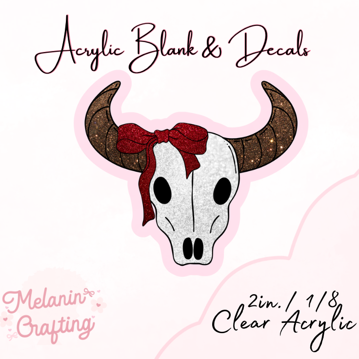 Red Bow CowHead Acrylic Blank & Decal Set
