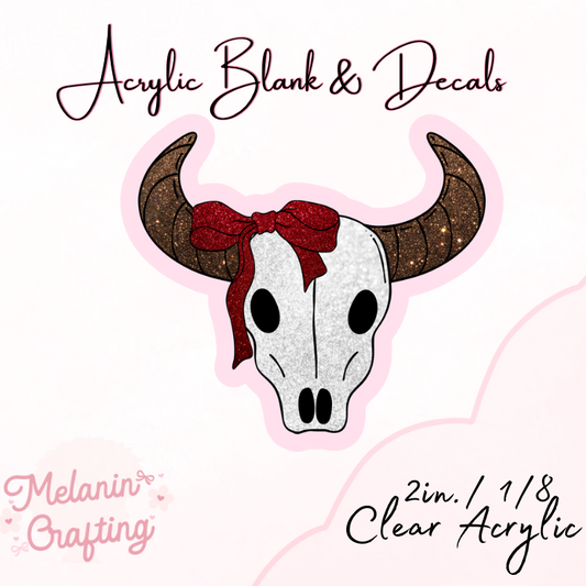 Red Bow CowHead Acrylic Blank & Decal Set