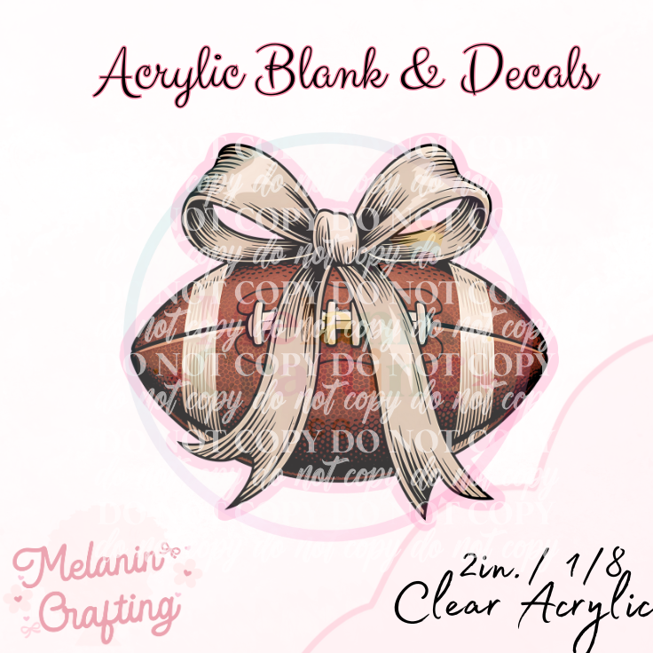 Tan Bow Football Acrylic Blank & Decal Set
