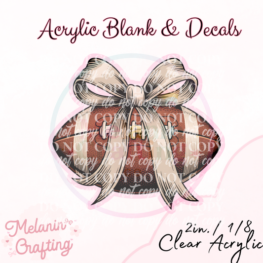Tan Bow Football Acrylic Blank & Decal Set