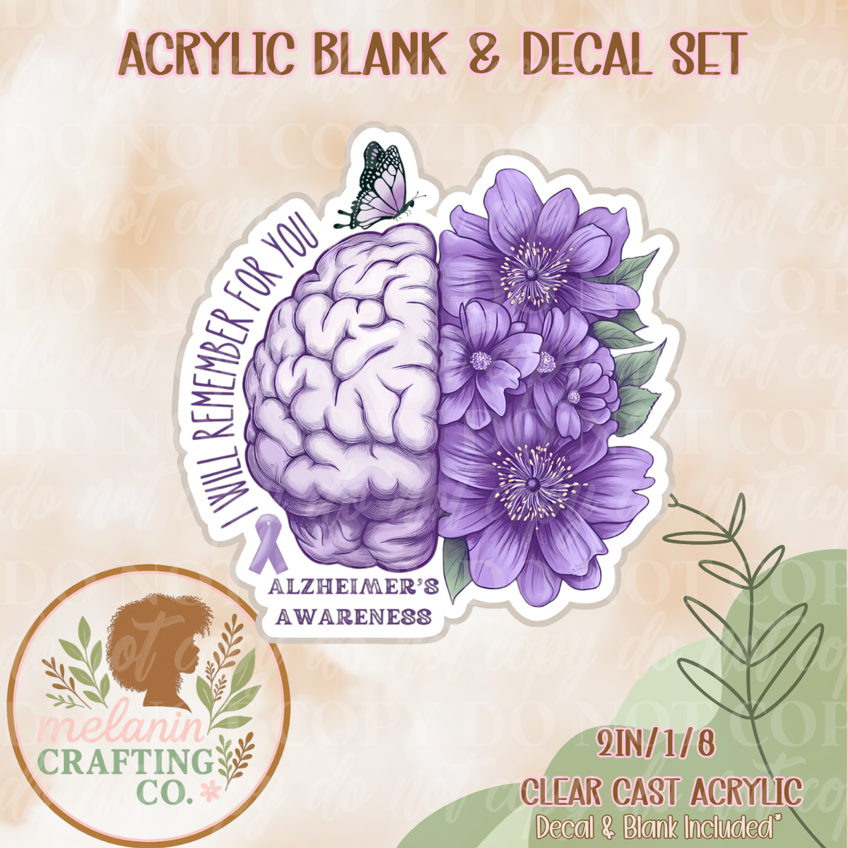 Alzheimers Awareness Acrylic Blank & Decal Set