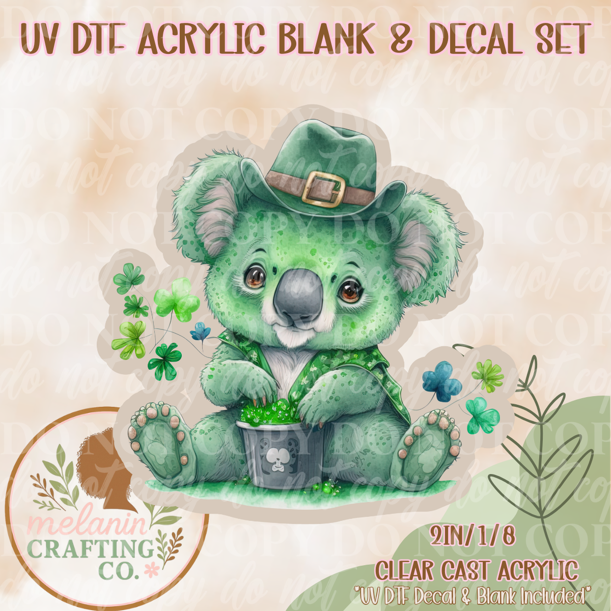 Lucky Koala UV Dtf Acrylic Blank & Decal Set