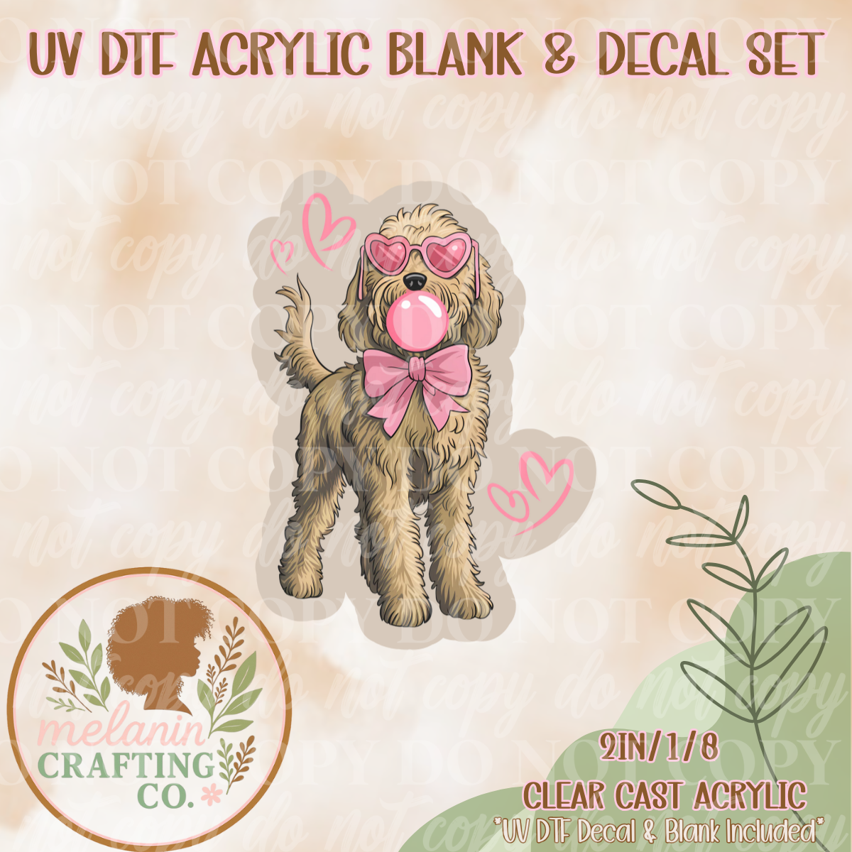 Doodle Love UV Dtf Acrylic Blank & Decal Set