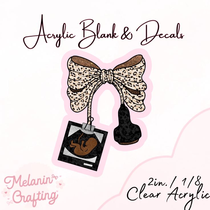 Leopard Ultrasound Bow Acrylic Blank & Decal Set