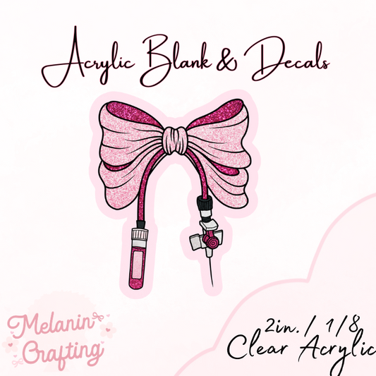 Pink Phelebotomist Bow Acrylic Blank & Decal Set