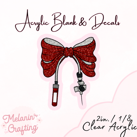 Red Phelebotomist Bow Acrylic Blank & Decal Set