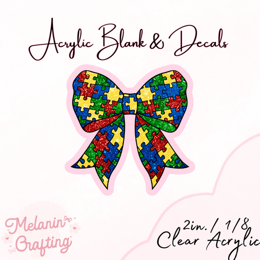Autism Coquette Bow Acrylic Blank & Decal Set