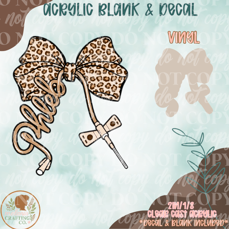 Phleb Leopard Bow Acrylic Blank & Decal Set