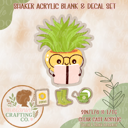 Book Reader Plant Acrylic Blank & Shaker Set