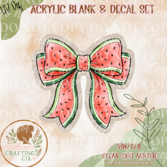 Watermelon Coquette Bow UV Dtf Acrylic Blank Set