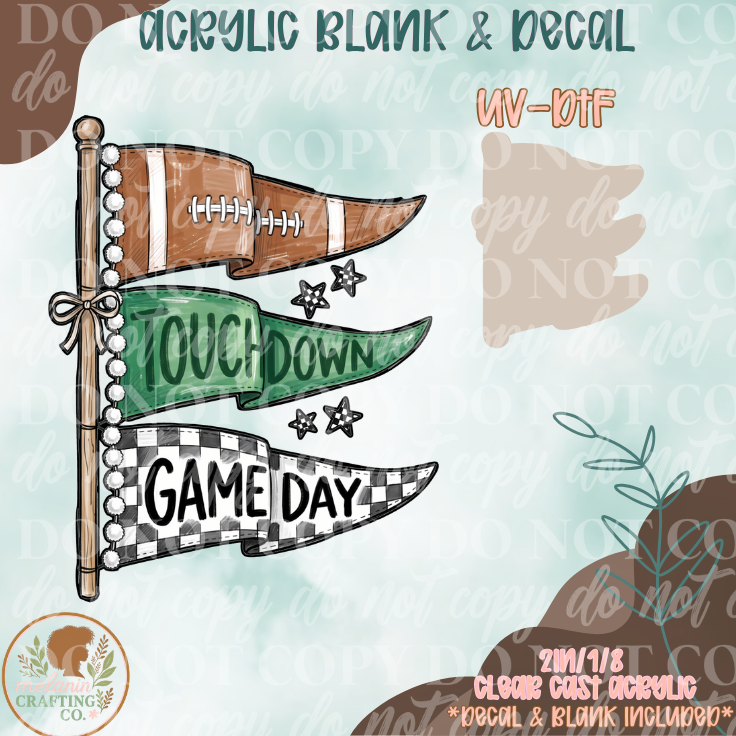 Game Day Flag UV DTF Acrylic Blank Set