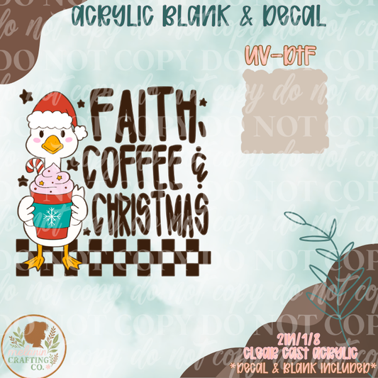 Faith, Coffee, Christmas UV DTF Acrylic Blank Set