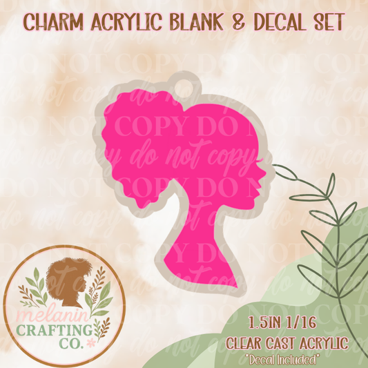 Afropuff BB Acrylic Blank & Decal Charm Set