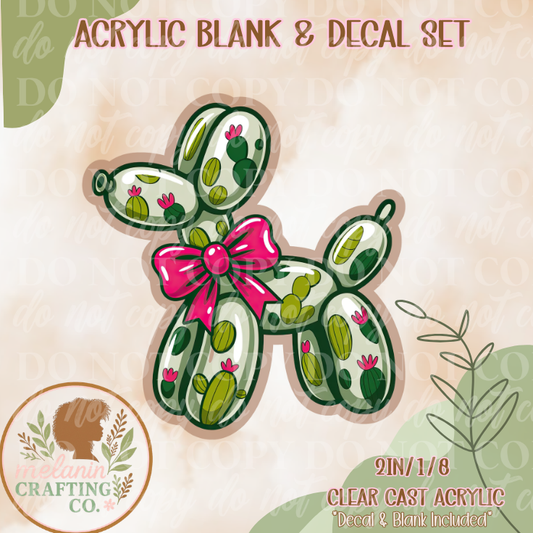 Cactus Balloon Dog Acrylic Blank & Decal Set