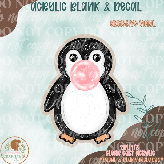 Bubblegum Penguin Acrylic Blank & Decal Set