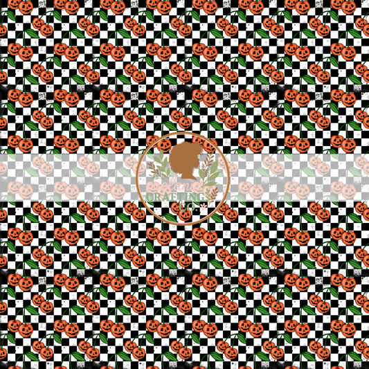 Spooky Pumpkin Cherries 12x12 Adhesive Vinyl