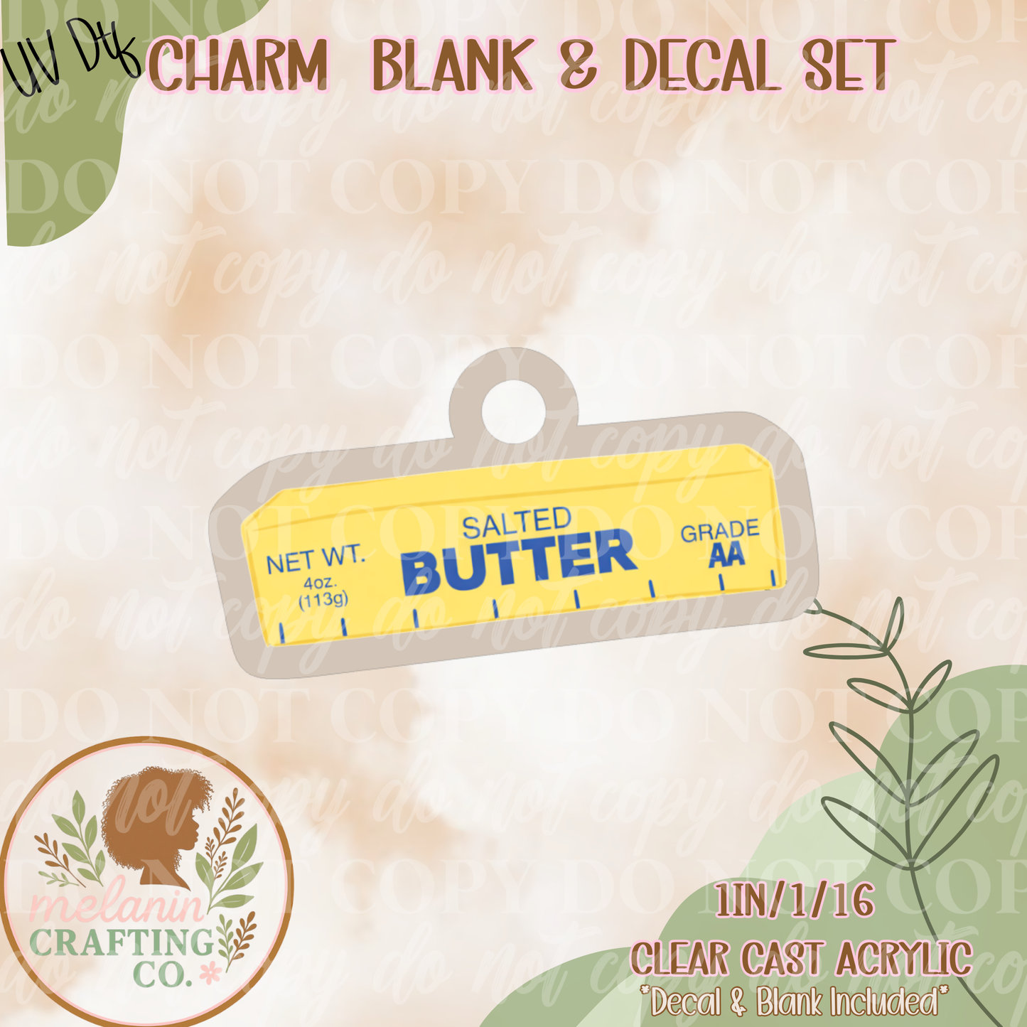 Salted Butter Charm UV Dtf Acrylic Blank Set