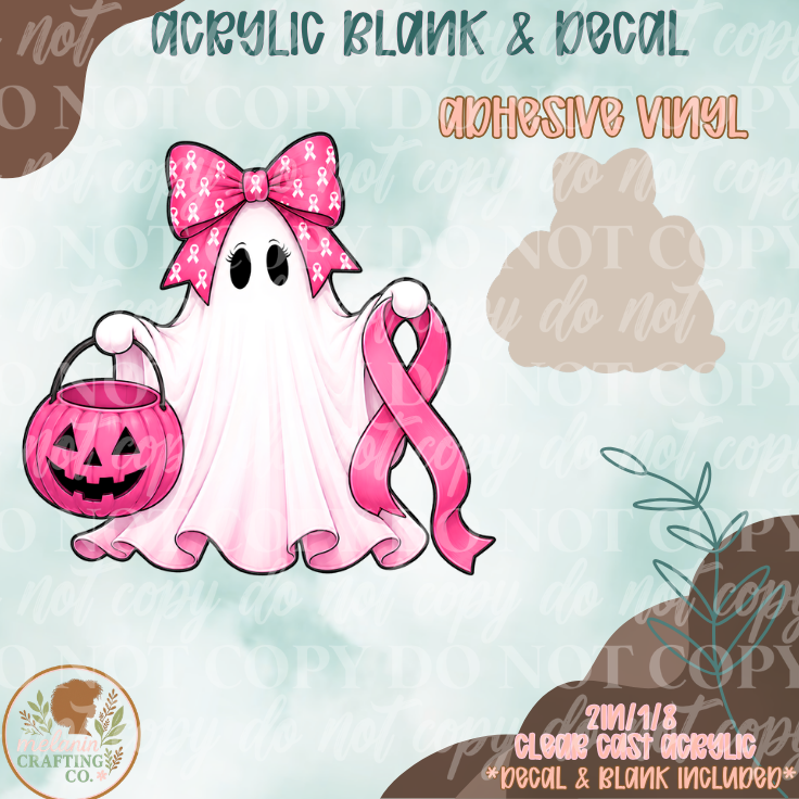 Coquette Breast Cancer Bow Acrylic Blank & Decal Set