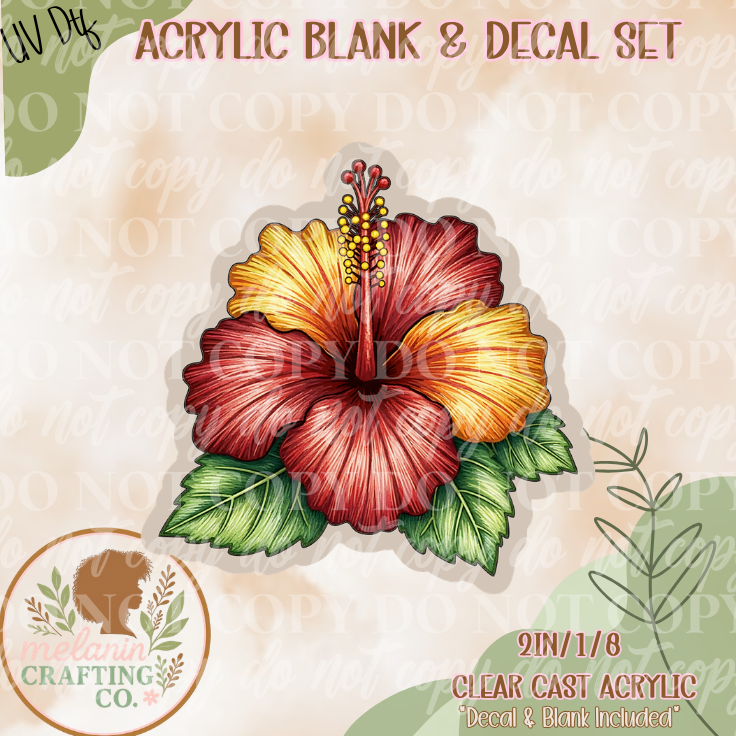 Vibrant hibiscus Flower Acrylic Blank & Decal Set
