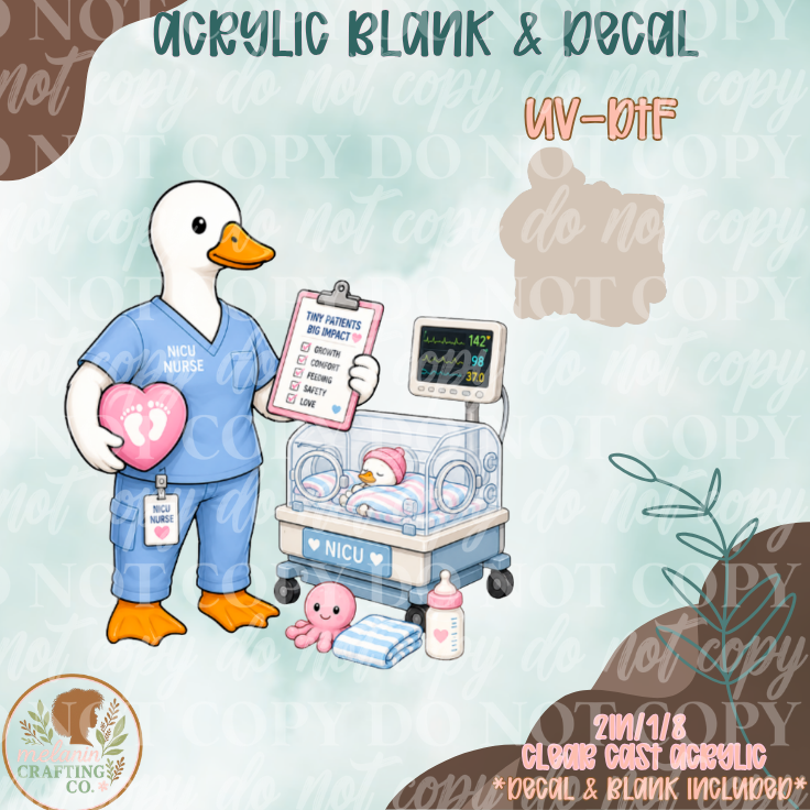 NICU Goose UV DTF Acrylic Blank Set