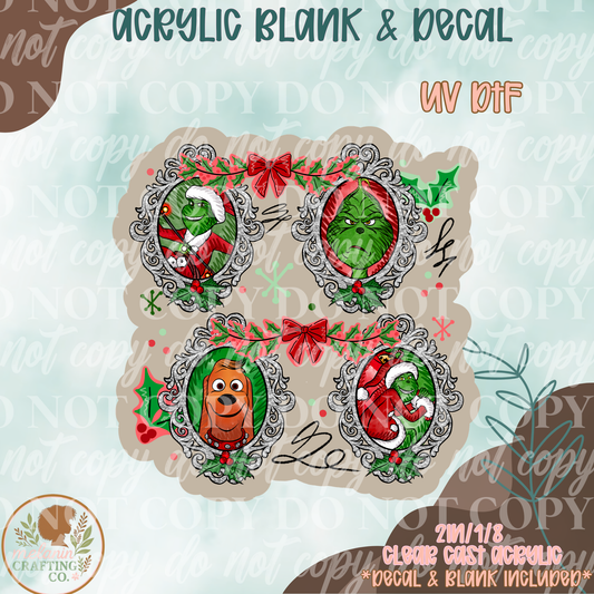 Grinchy pictures UV DTF Acrylic Blank Set