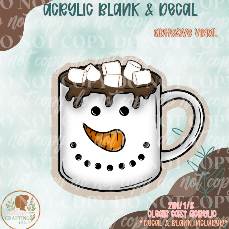 Snowman Mug Acrylic Blank & Decal Set