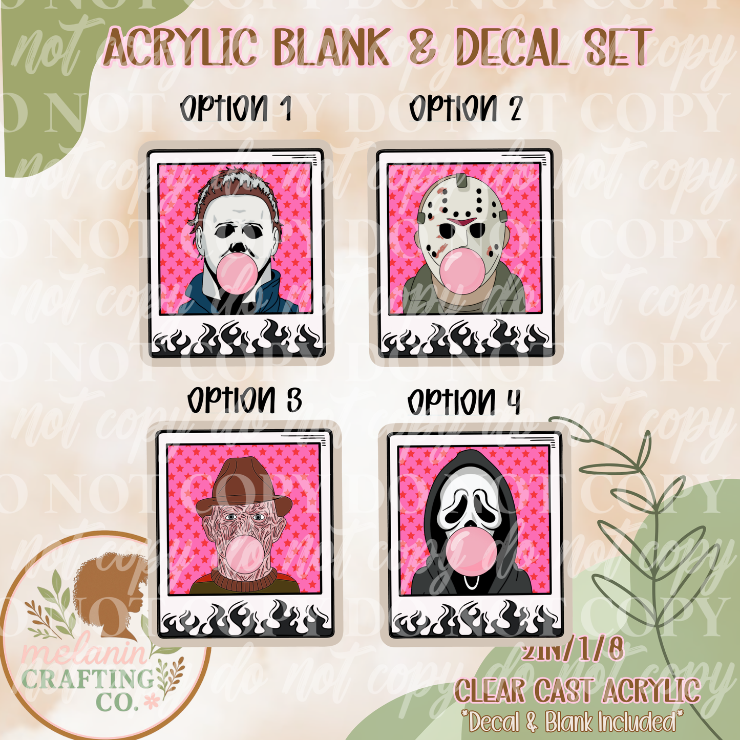 Horror Polaroid Acrylic Blank & Decal Set