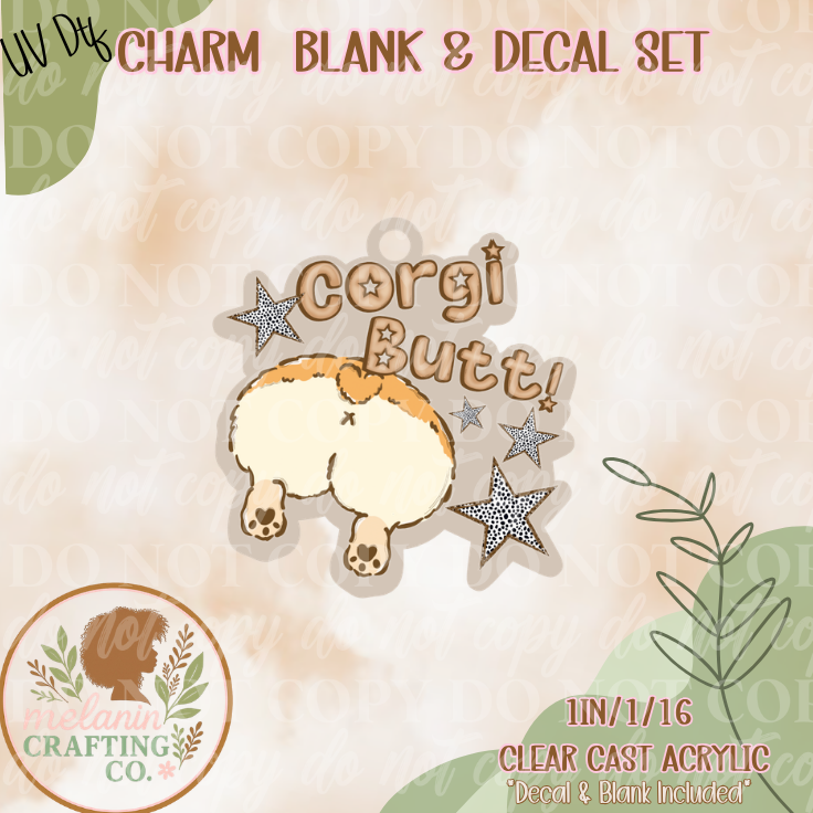 Corgi Butt UV DTF Charm & Decal Set