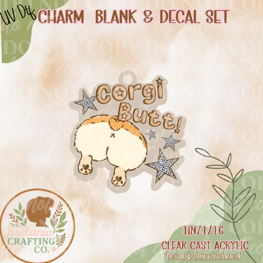 Corgi Butt UV DTF Charm & Decal Set