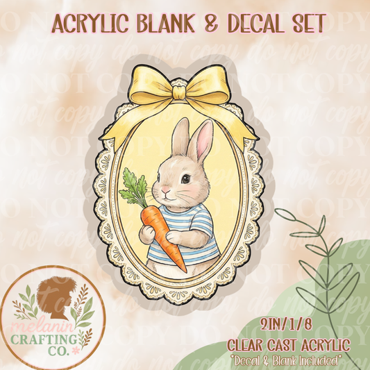 Vintage Harvest Bunny Acrylic Blank & Decal Set