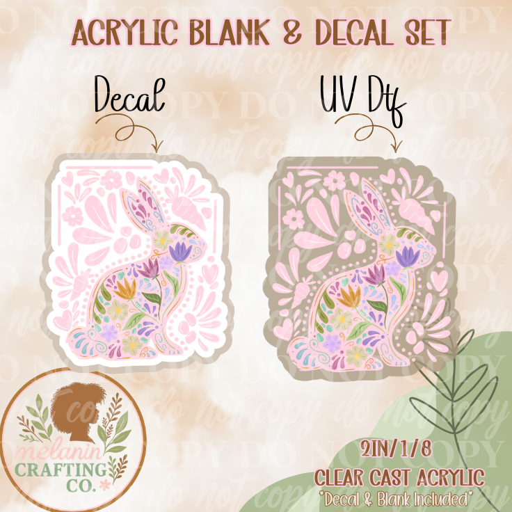 Talavera Bunny Pink Acrylic Blank & Decal Set