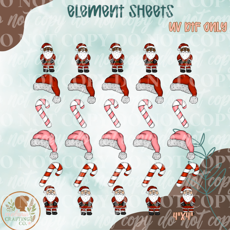 Santa 4x4 UV Dtf Element Sheet