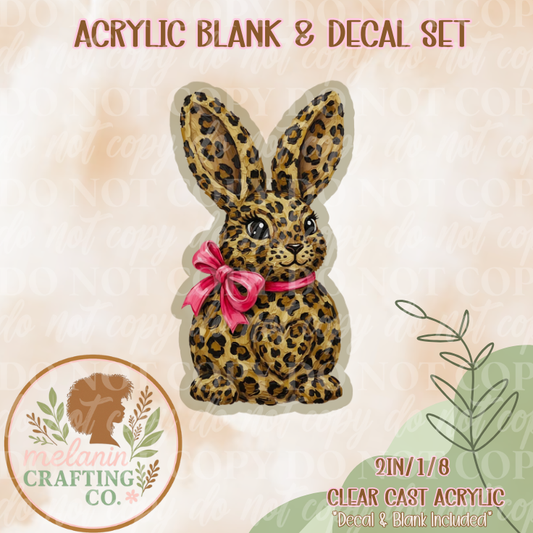 Leopard Water Paint Bunny Acrylic Blank & Decal Set