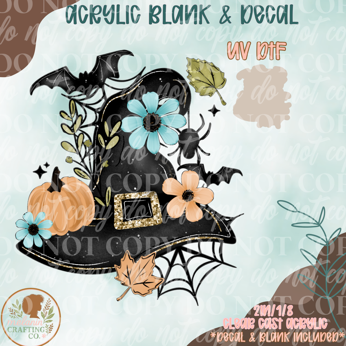 Floral Witch Hat UV DTF Acrylic Blank Set