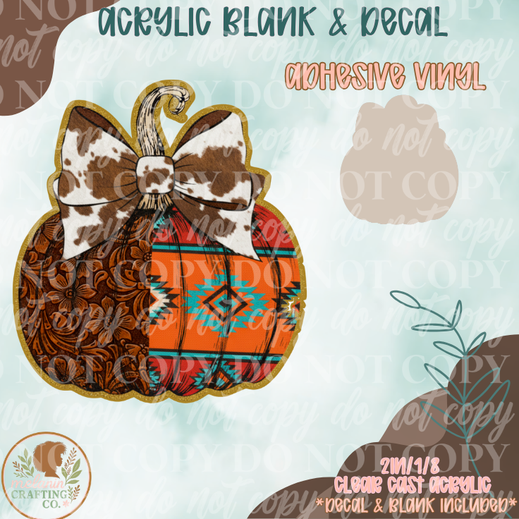 Cowboy Pumpkin Acrylic Blank & Decal Set