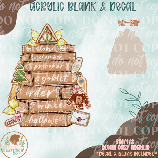 HP Gingerbread Book Stack UV DTF Acrylic Blank Set