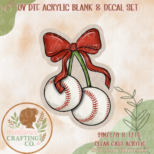 Baseball Cherries UV Dtf Acrylic Blank Set
