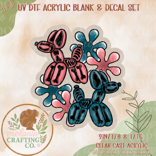 Skeleton Balloon Dog UV Dtf Acrylic Blank Set
