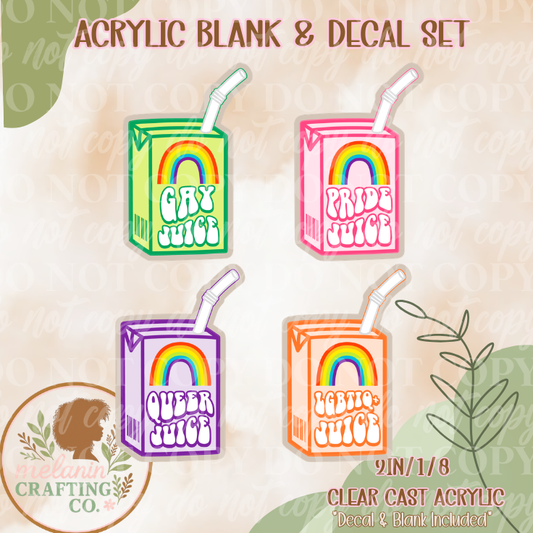 Juice Boxes Acrylic Blank & Decal Set