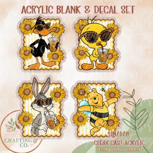 Sunflower Characters Acrylic Blank & Decal Set