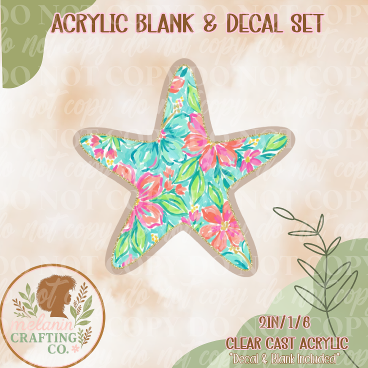 Summer Starfish Acrylic Blank & Decal Set