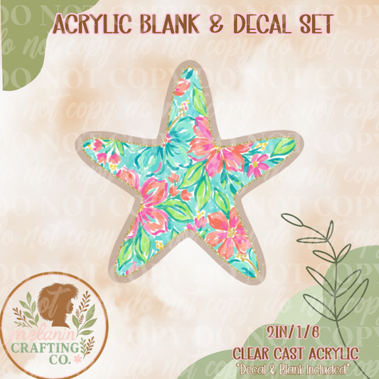 Summer Starfish Acrylic Blank & Decal Set